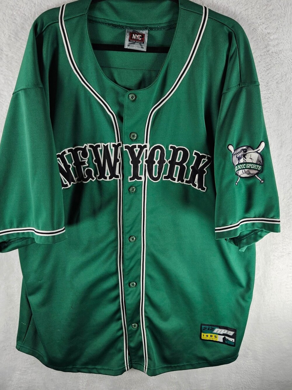 NYC Team Sports Baseball Jersey Button-Down Green Men's Size 2XL